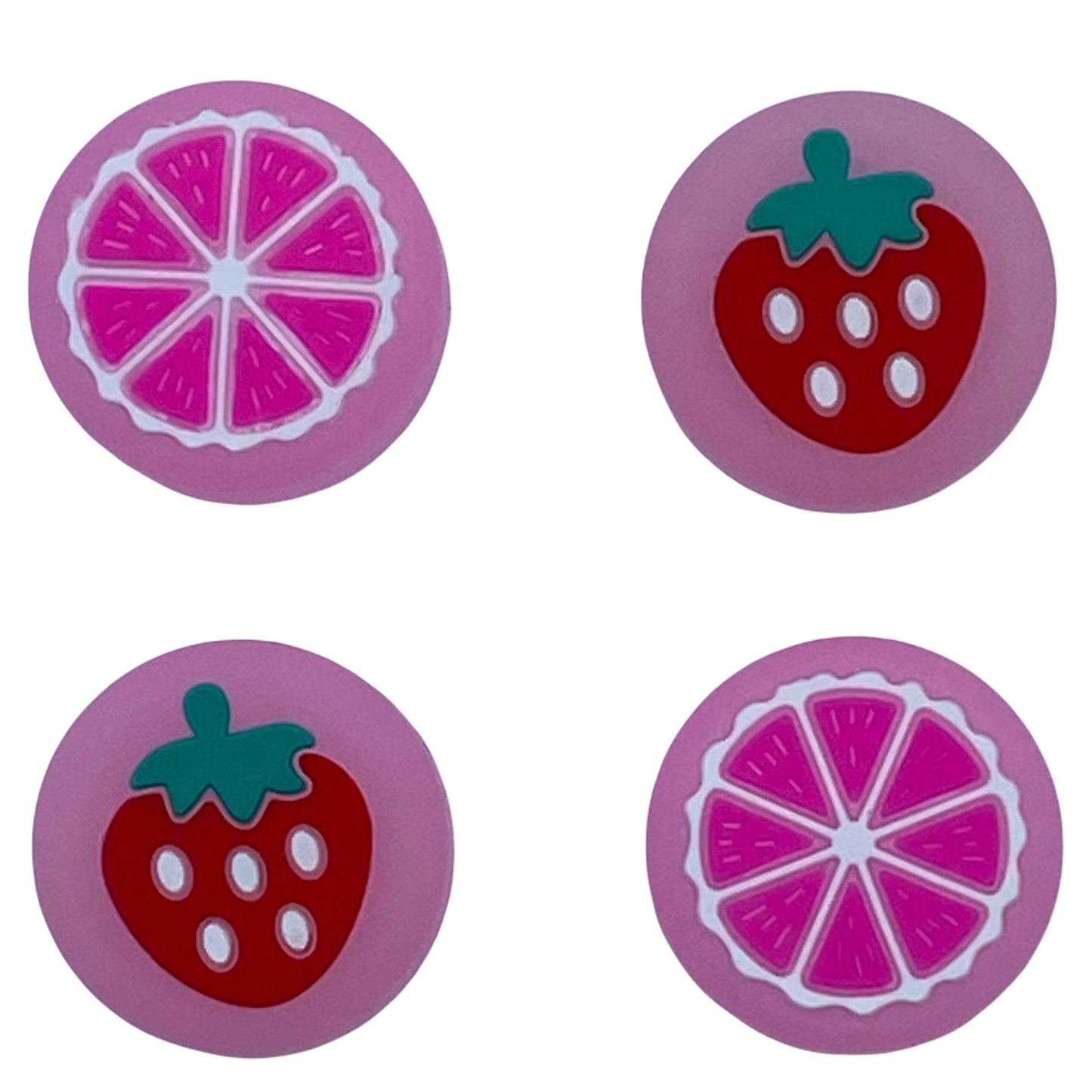 JenDore Jelly Pink Fresas Frutas 4 Piezas Tapas de Silicona para Agarre del Pulgar para Nintendo Switch