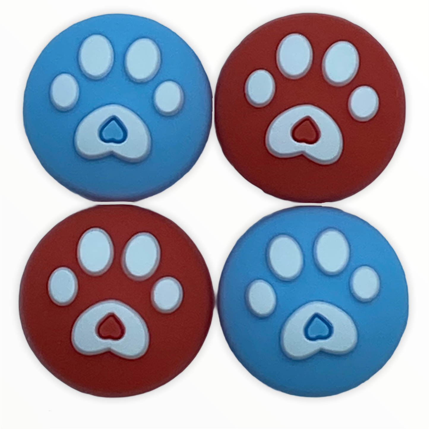 JenDore Red & Blue 4Pcs Paw Silicone Thumb Grip Caps for Nintendo Switch