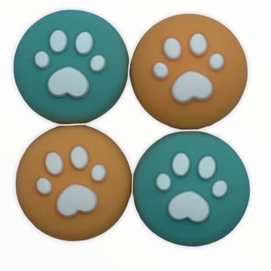 Jendore Sarcelle et Orange 4Pcs Paw Silicone Thumb Grip Caps pour Nintendo Switch