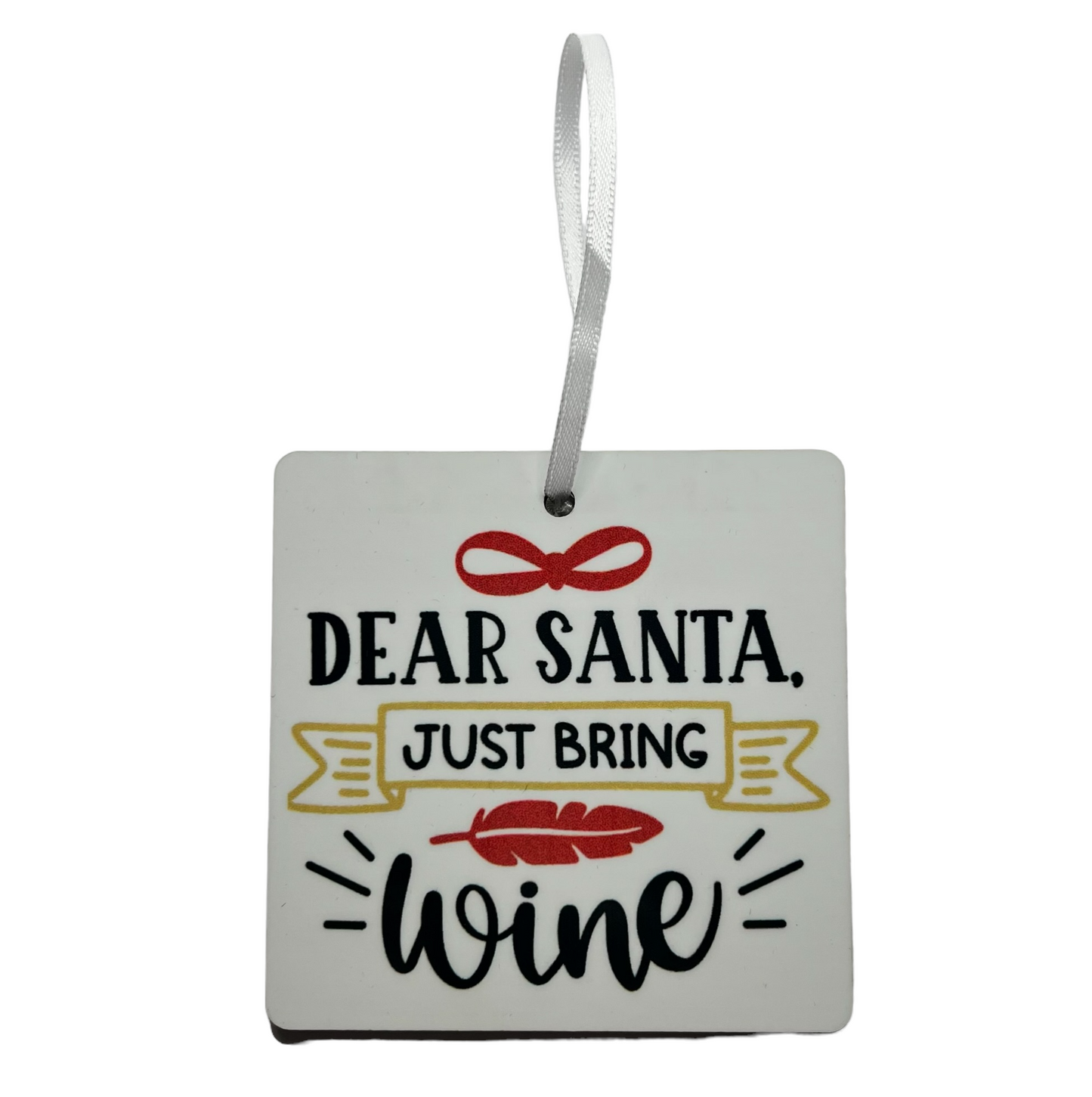 JenDore Handmade "Dear Santa, Just Bring Wine" Wooden Christmas Holiday Ornament