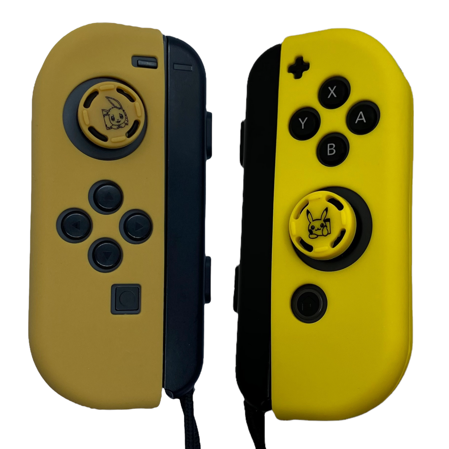 JenDore Tan Brown and Yellow Silicone Nintendo Switch Joy-con Protective Shell Covers with Anime Cartoon Thumb Grips
