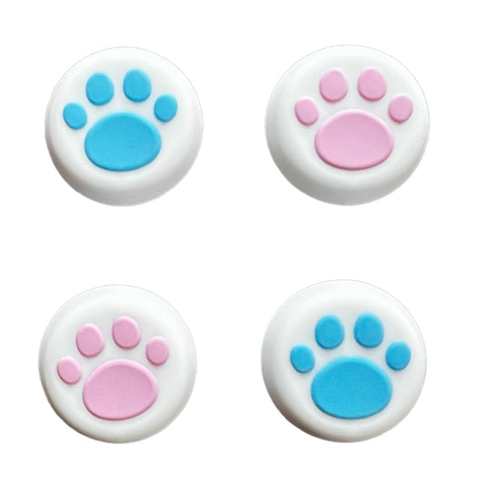 JenDore Pink White Blue Paws 4Pcs Silicone Thumb Grip Caps for Nintendo Switch Pro , PS5 , PS4 , and Xbox 360 Controller