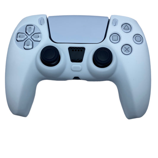JenDore PS5 Controller White Smooth Front Silicone Protective Cover Shell