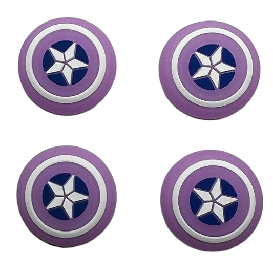 JenDore Purple Shield Glow in the Dark 4Pcs Silicone Thumb Grip Caps for Nintendo Switch Pro , PS5 , PS4 , and Xbox 360 Controller