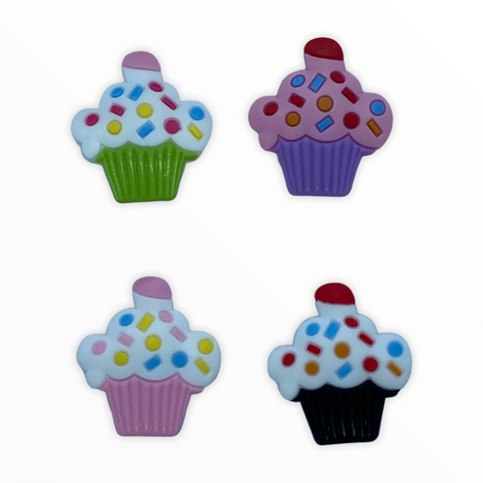 JENDORE 4 pcs Lot Cupcakes Sweets Shoe Charms for Bracelets or Clogs