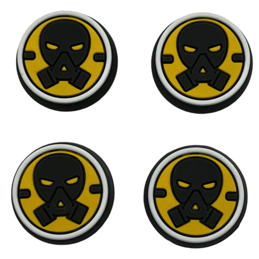 JenDore Masque gris jaune 4 pièces capuchons de poignée en silicone pour manette Nintendo Switch Pro, PS5, PS4 et Xbox 360