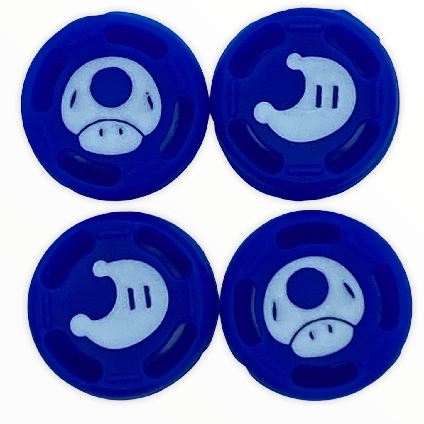 JenDore Blue Moon &amp; Mushroom 4 tapas de silicona para agarre de pulgar para Nintendo Switch