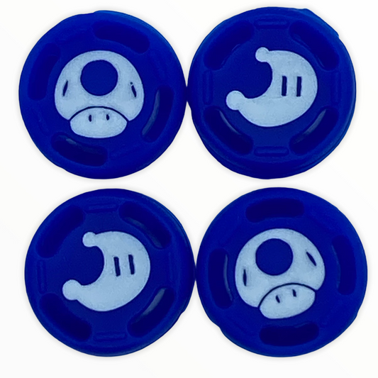 JenDore Blue Moon &amp; Mushroom 4 tapas de silicona para agarre de pulgar para Nintendo Switch