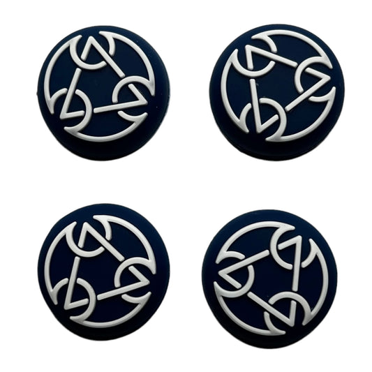 JenDore Navy Blue White Triangle Circles 4Pcs Silicone Thumb Grip Caps for Nintendo Switch Pro , PS5 , PS4 , and Xbox 360 Controller