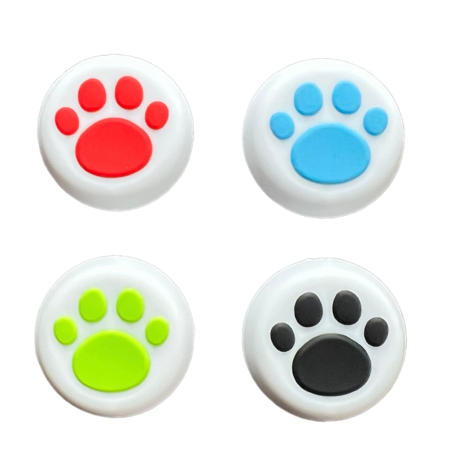 JenDore Red Green Blue Black White Mix Paws 4Pcs Silicone Thumb Grip Caps for Nintendo Switch Pro , PS5 , PS4 , and Xbox 360 Controller