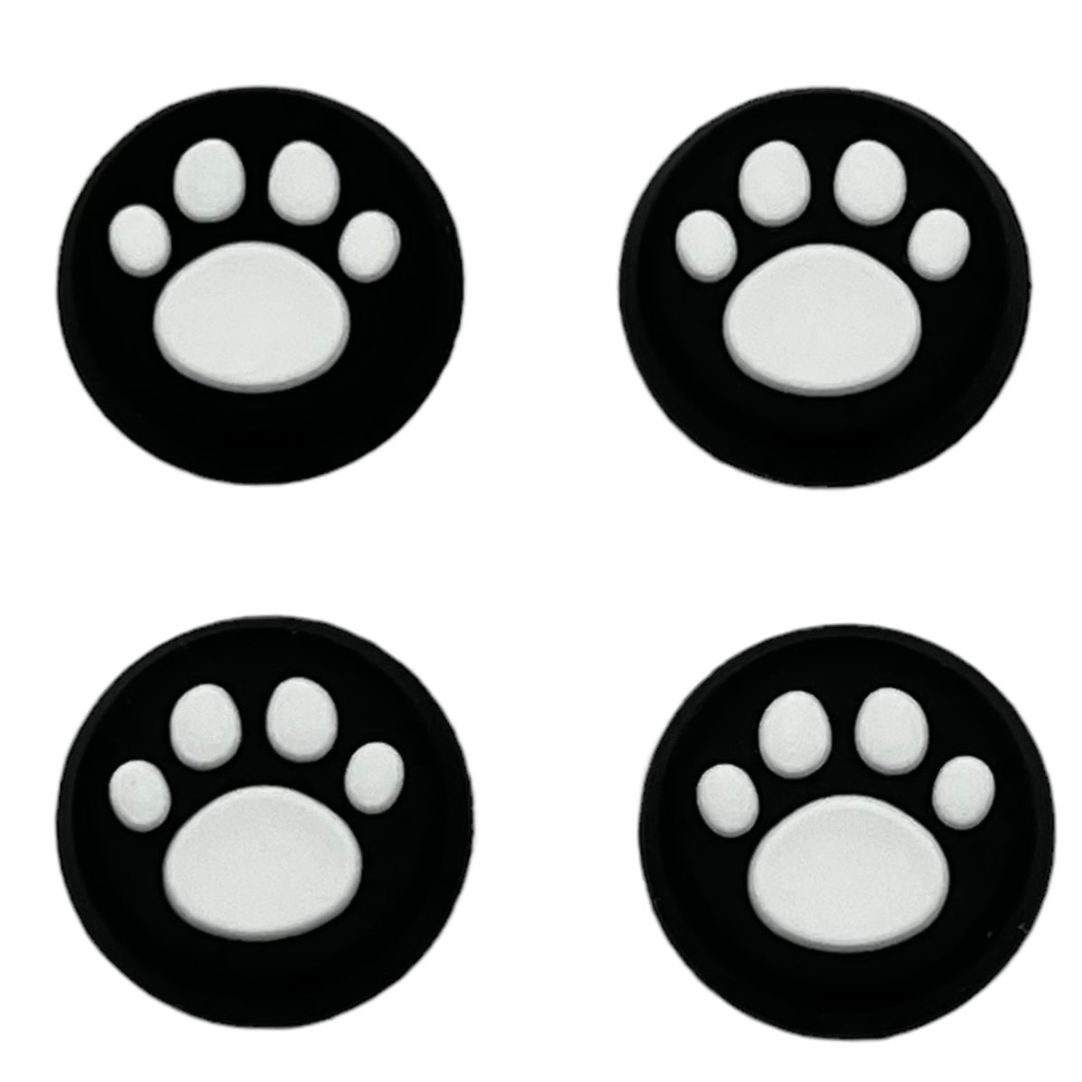 JenDore White Black Paws 4Pcs Silicone Thumb Grip Caps for Nintendo Switch Pro , PS5 , PS4 , and Xbox 360 Controller