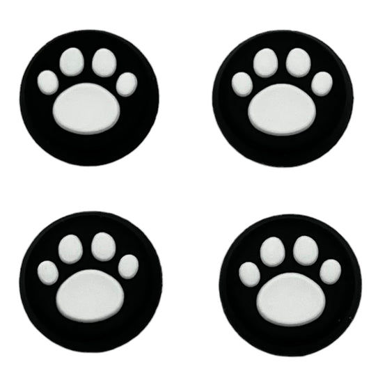 Jendore White Black Paws 4Pcs Capuchons de poignée en silicone pour manette Nintendo Switch Pro, PS5, PS4 et Xbox 360