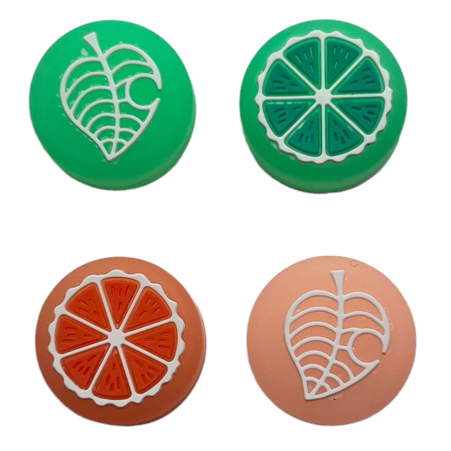 JenDore Green Orange Fruit Leaf 4Pcs Silicone Thumb Grip Caps for Nintendo Switch