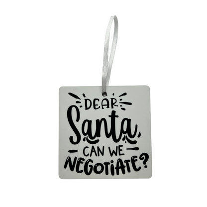 JenDore Handmade "Dear Santa, Can We Negotiate?" Wooden Christmas Holiday Ornament