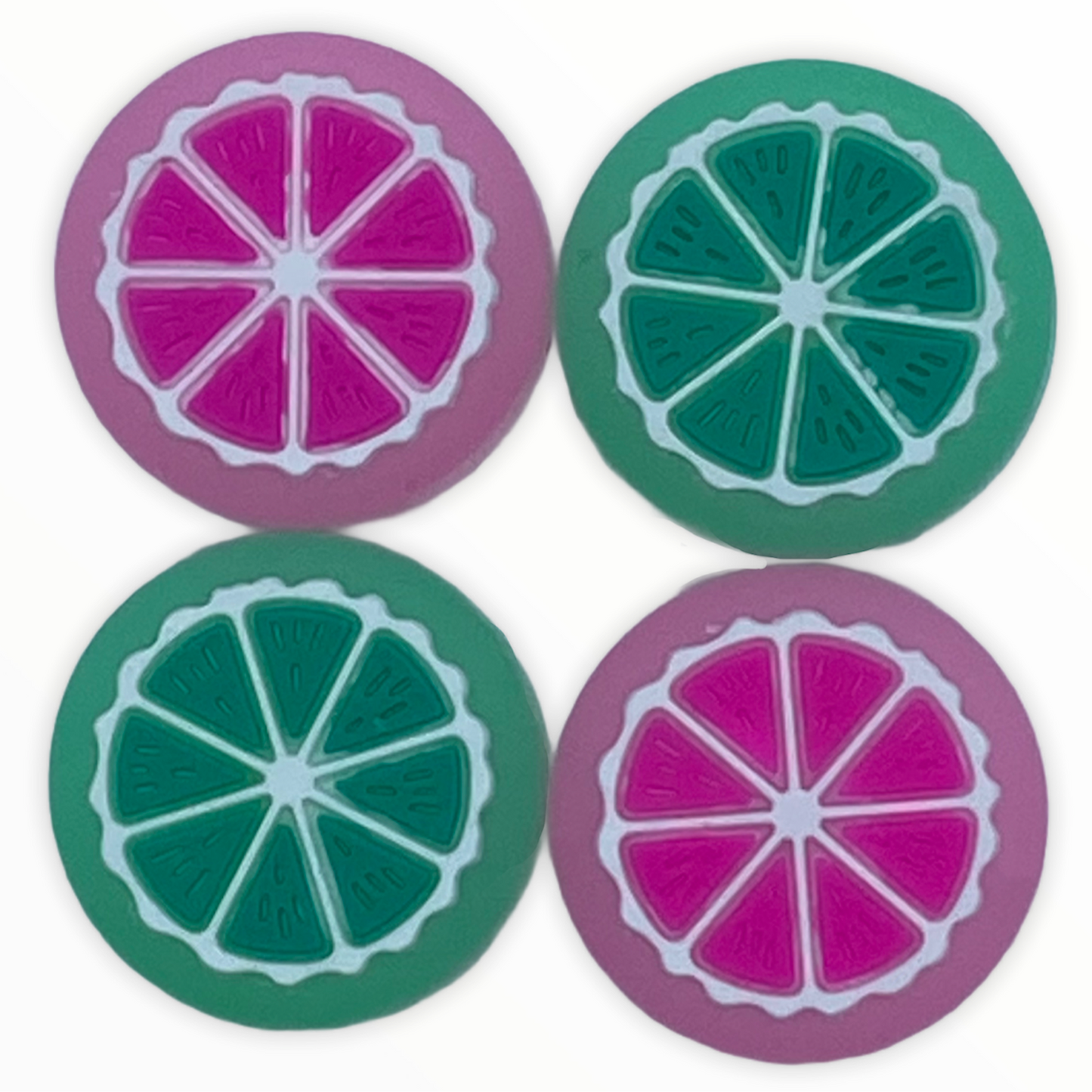 JenDore Jelly Pink & Green Fruit 4Pcs Silicone Thumb Grip Caps for Nintendo Switch