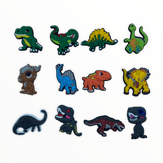 JENDORE 12 pcs Dinosaurs Shoe Charms for Bracelets or Clogs