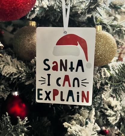 JenDore Ornement de Noël en bois fait à la main « Père Noël I Can Explain » 