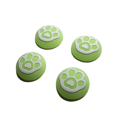 JenDore Green White Glow in the Dark Paws 4Pcs Silicone Thumb Grip Caps for Nintendo Switch Pro , PS5 , PS4 , and Xbox 360 Controller