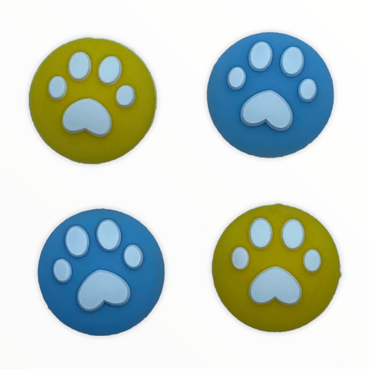 JenDore Blue Yellow Paws 4 tapas de silicona para agarre de pulgar para Nintendo Switch