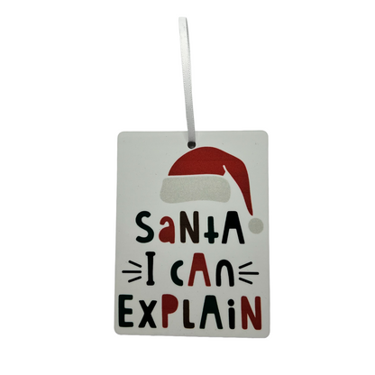 JenDore Handmade "Santa I Can Explain" Wooden Christmas Holiday Ornament