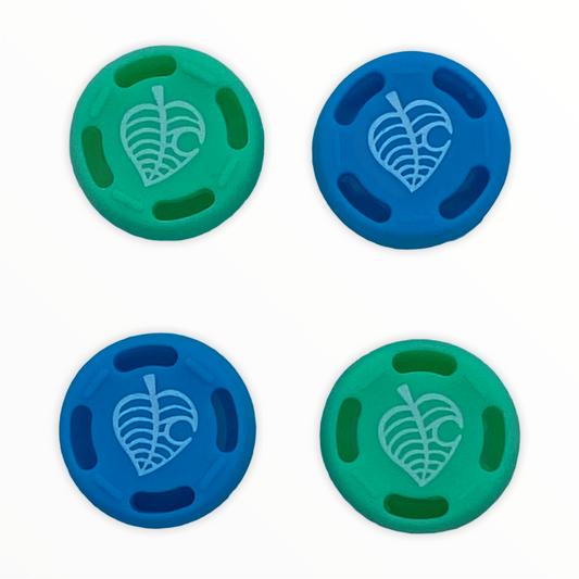 Jendore Bleu Vert Feuille Animal Crossing 4Pcs Silicone Thumb Grip Caps pour Nintendo Switch