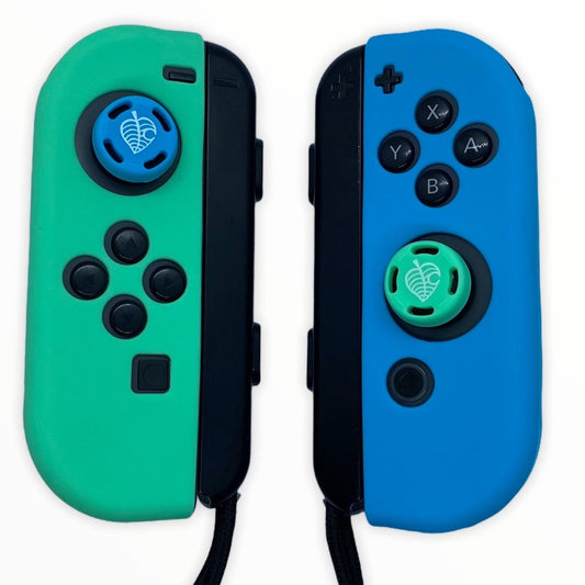Jendore Bleu Vert Silicone Nintendo Switch Joy-con Housses de protection et poignées de pouce