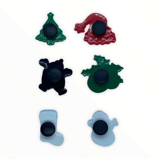 JENDORE 6 pcs Lot Christmas Holiday Santa Claus Shoe Charms for Bracelets or Clogs 002