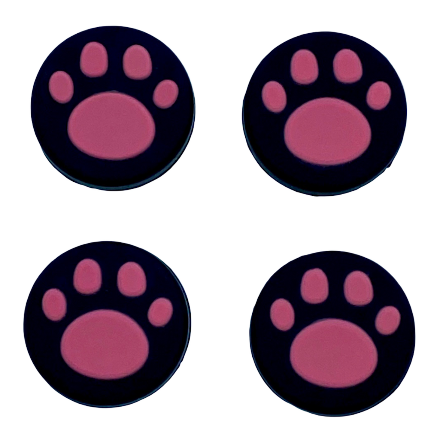 JenDore Pink & Black 4Pcs Paw Silicone Thumb Grip Caps for Nintendo Switch