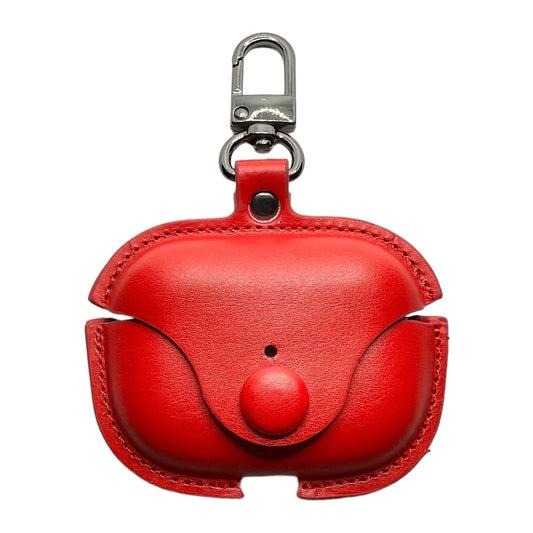 JenDore Red Leather Button Protective Carrying Pouch Case Cover with Keychain for AirPods Pro