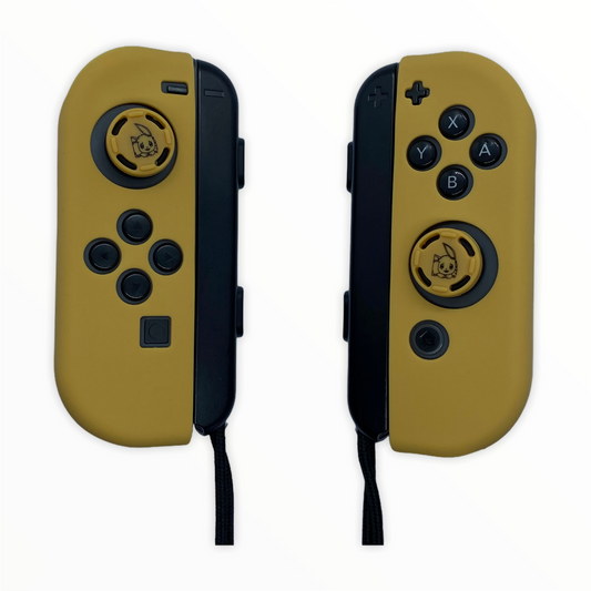 JenDore Tan Brown Nintendo Switch Joy-con Protective Shell Covers with Anime Cartoon Thumb Grips