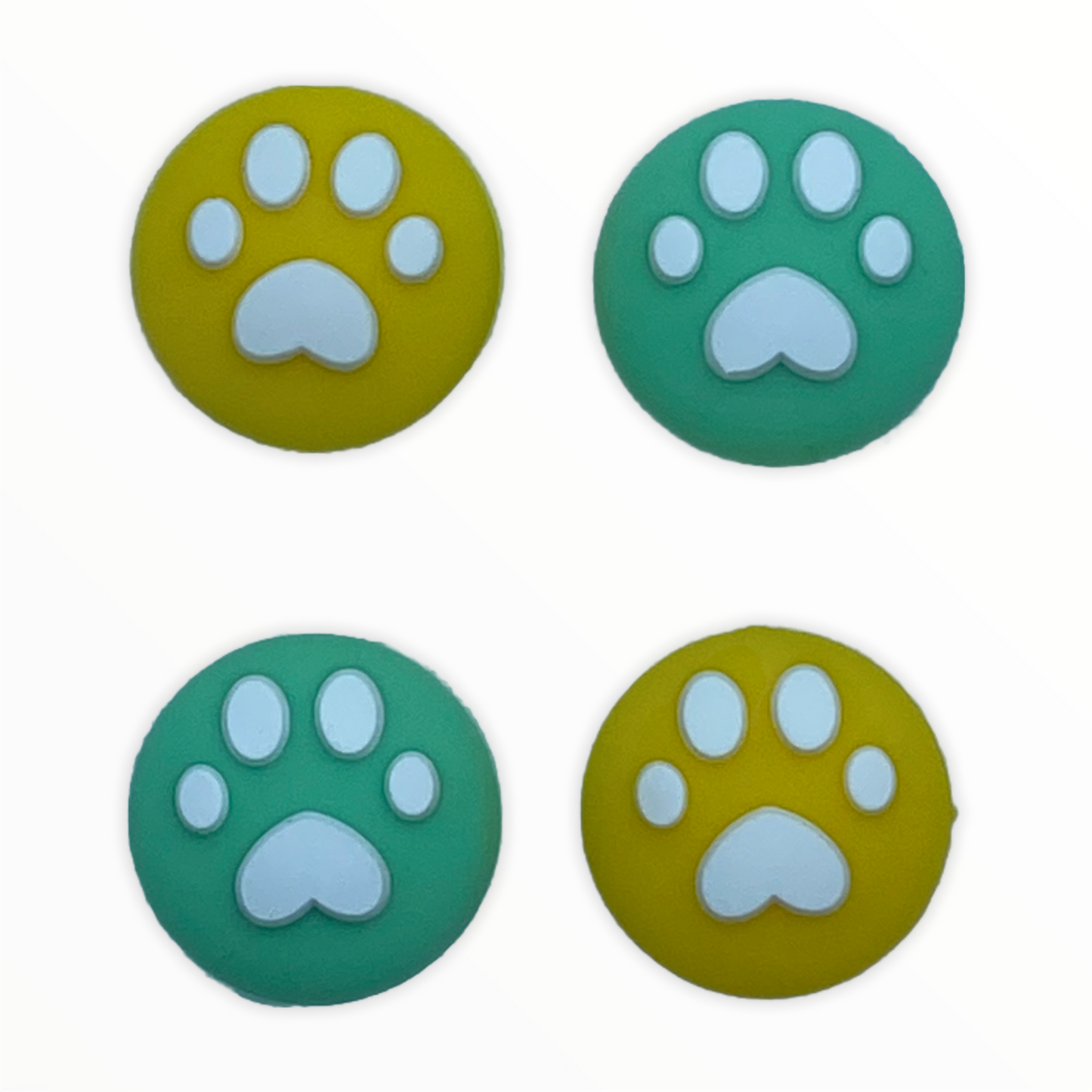 JenDore Green & Yellow 4Pcs Paws Silicone Thumb Grip Caps for Nintendo Switch