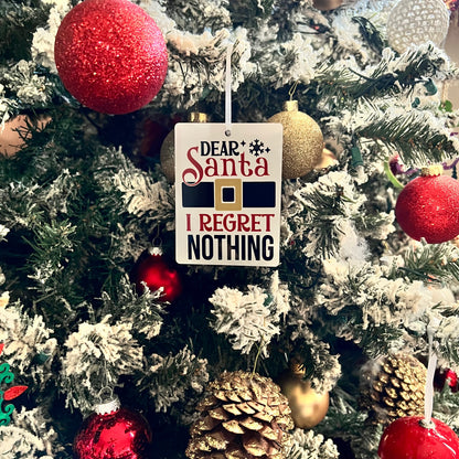 JenDore Handmade "Dear Santa, I Regret Nothing" Wooden Christmas Holiday Ornament