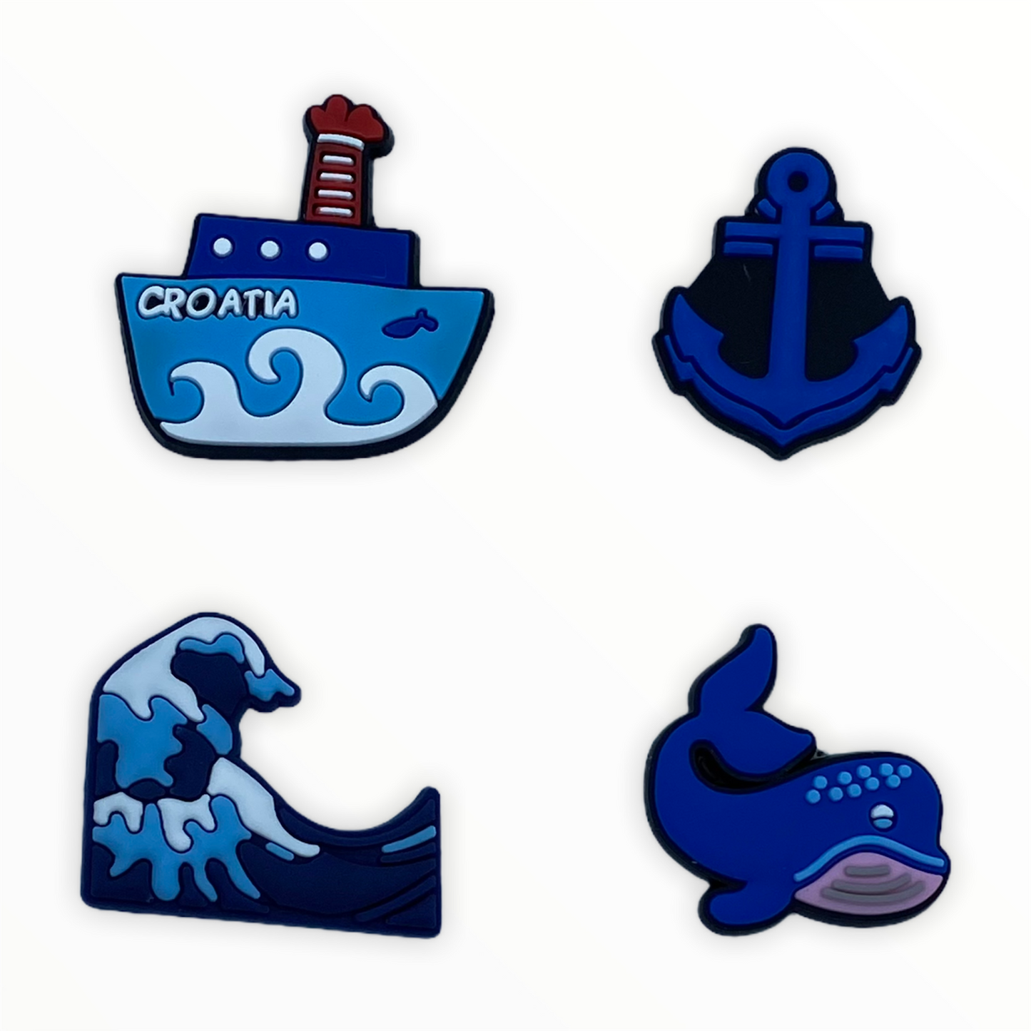 JENDORE 4 pcs Lot Ship Nautical Shoe Charms for Bracelets or Clogs