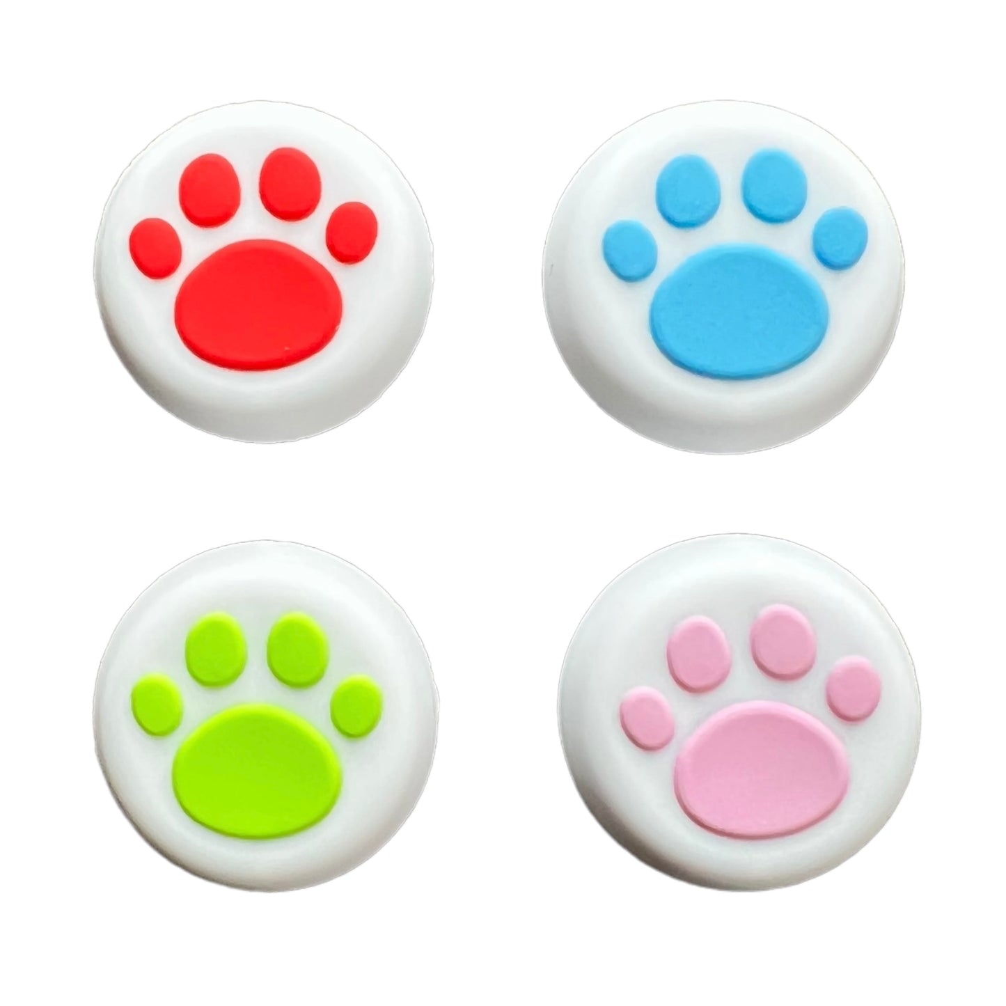 JenDore Pink Green Red Blue White Paws 4Pcs Silicone Thumb Grip Caps for Nintendo Switch Pro, PS5, PS4, and Xbox 360 Controller