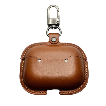 JenDore Tan Leather Button Protective Carrying Pouch Case Cover with Keychain for AirPods Pro