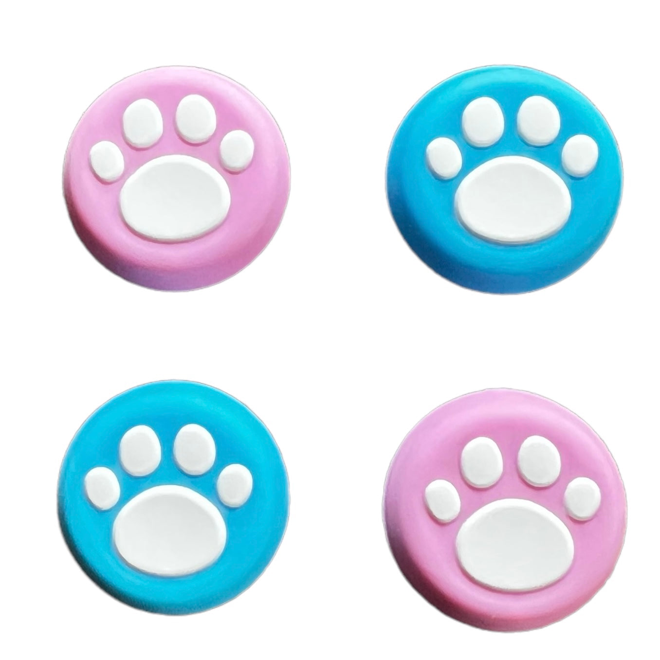 JenDore Pink Blue Paws 4 tapas de silicona para agarre de pulgar para mando de Nintendo Switch Pro, PS5, PS4 y Xbox 360