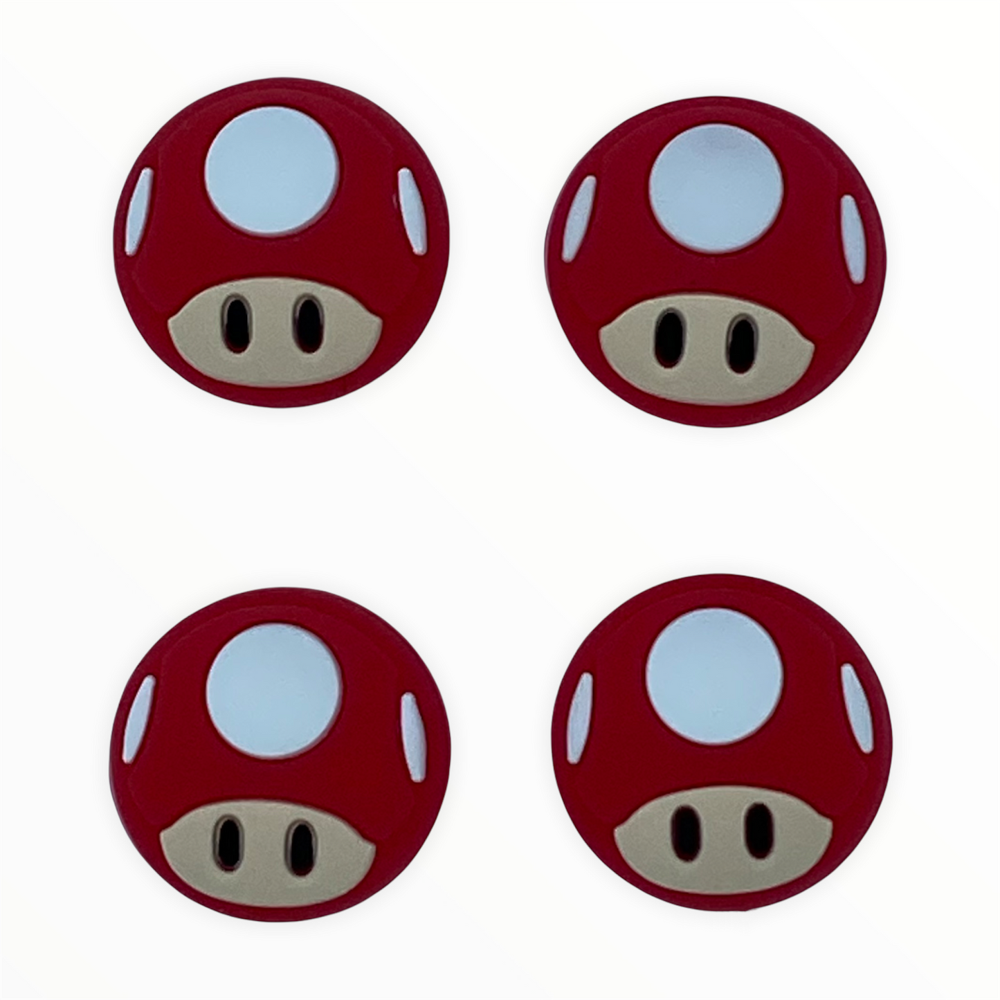 JenDore Red & White Mushroom 4Pcs Silicone Thumb Grip Caps for Nintendo Switch & NS Lite