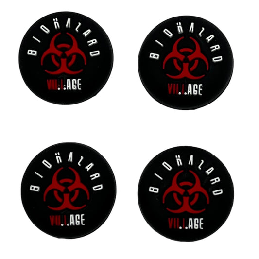 JenDore Black Red Village Gaming Anime 4 tapas de silicona para el pulgar para Nintendo Switch Pro, PS5, PS4 y Xbox 360