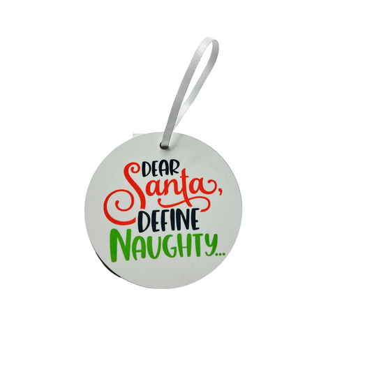 JenDore Handmade "Dear Santa, Define Naughty" Wood Christmas Holiday Ornament
