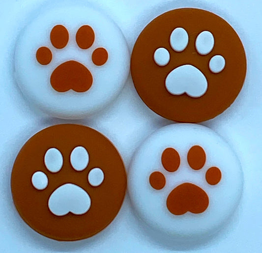 JenDore Brown & White  4Pcs Paw Silicone Thumb Grip Caps for Nintendo Switch