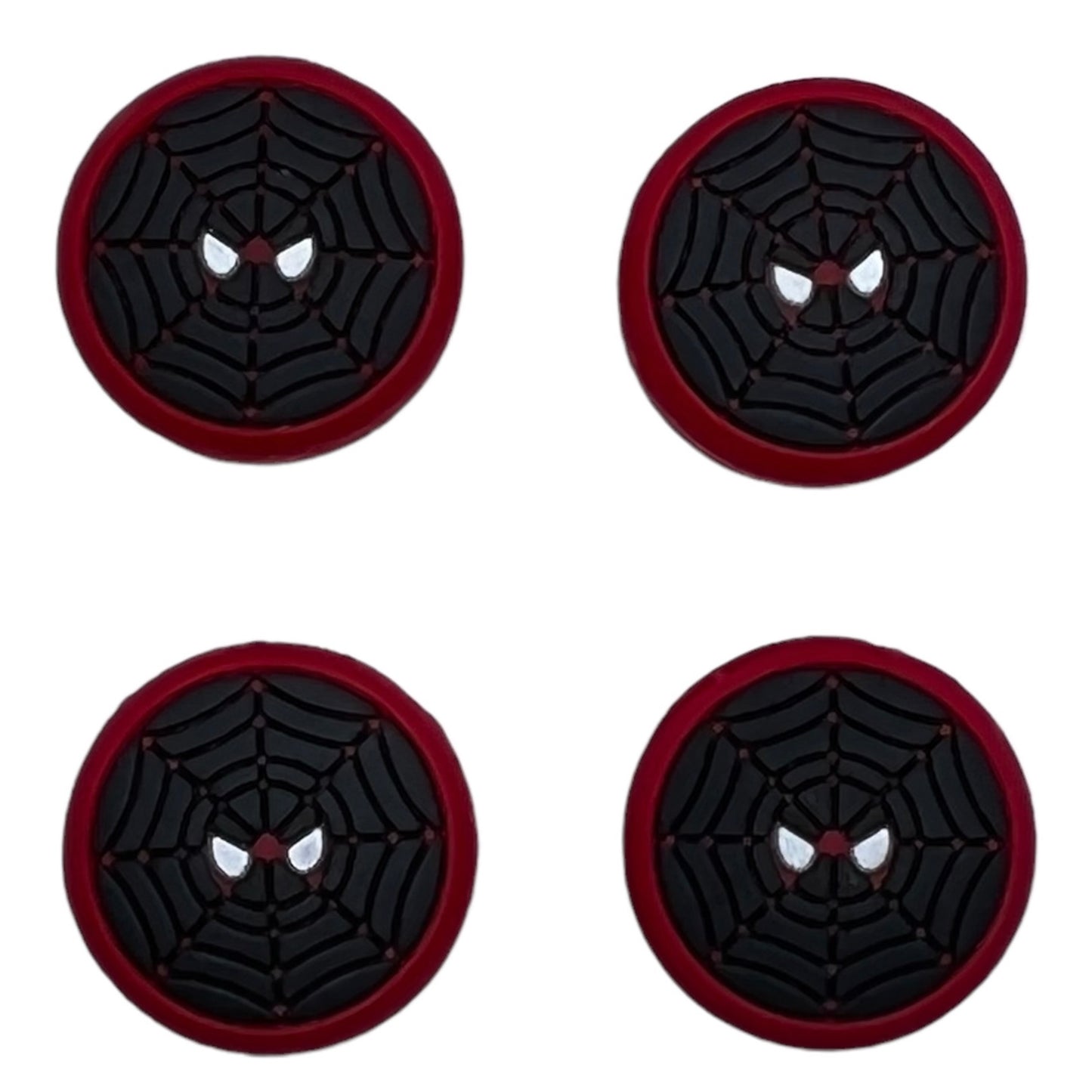 JenDore Black Red White Spider Eyes 4Pcs Silicone Thumb Grip Caps for Nintendo Switch Pro, PS5, PS4, and Xbox 360 Controller