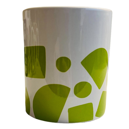 JenDore Verde Blanco Geométrico 12 oz. Taza de té y café