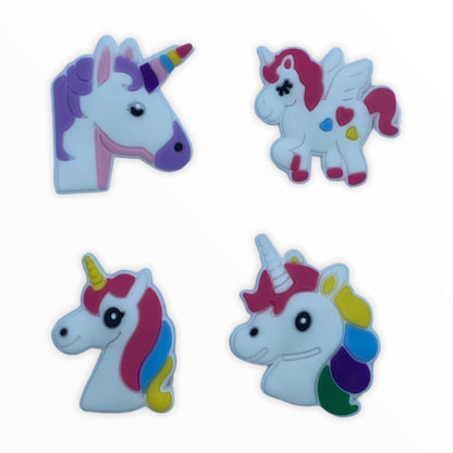 JENDORE 4 pcs Lot Unicorn Shoe Charms for Bracelets or Clogs