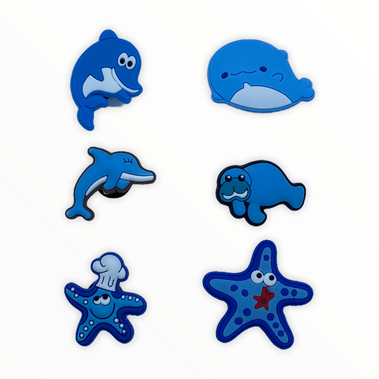 JENDORE 6 pièces Lot océan baleines dauphins étoile de mer chaussures breloques pour bracelets ou sabots