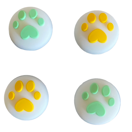 JenDore Yellow Green White Paw 4Pcs Silicone Thumb Grip Caps for Nintendo Switch