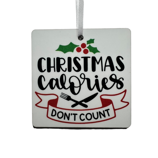 JenDore Ornement de Noël en bois fait à la main « Les calories de Noël ne comptent pas » 