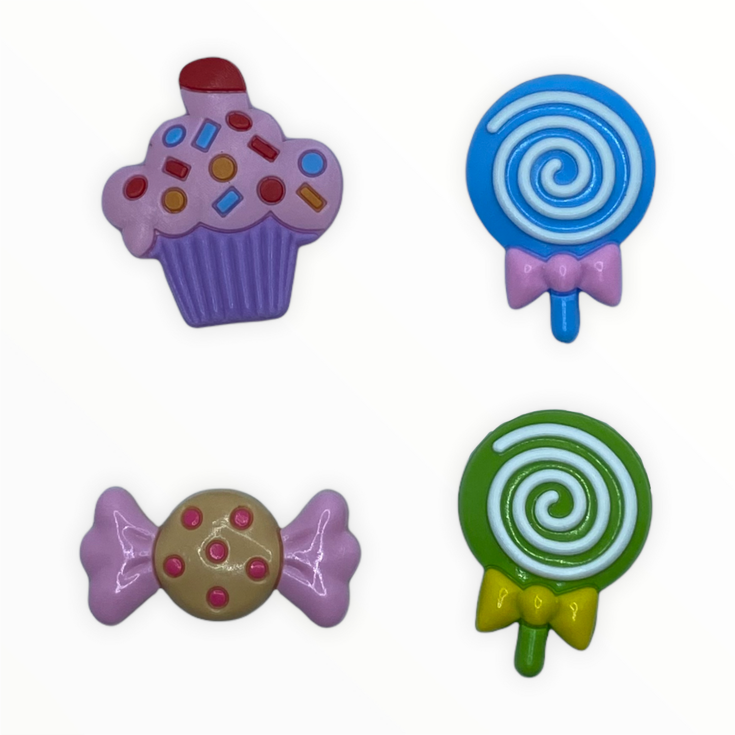 JENDORE 4 pcs Lot Cupcakes Lollipops & Candy Sweets Shoe Charms for Bracelets or Clogs