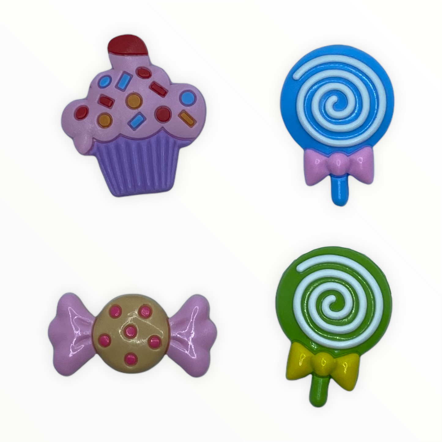 JENDORE 4 pcs Lot Cupcakes Sucettes &amp; Bonbons Bonbons Charmes de Chaussures pour Bracelets ou Sabots 