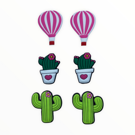JenDore Hot Air Balloons Cactus Shoe Charms for Clogs or Bracelets