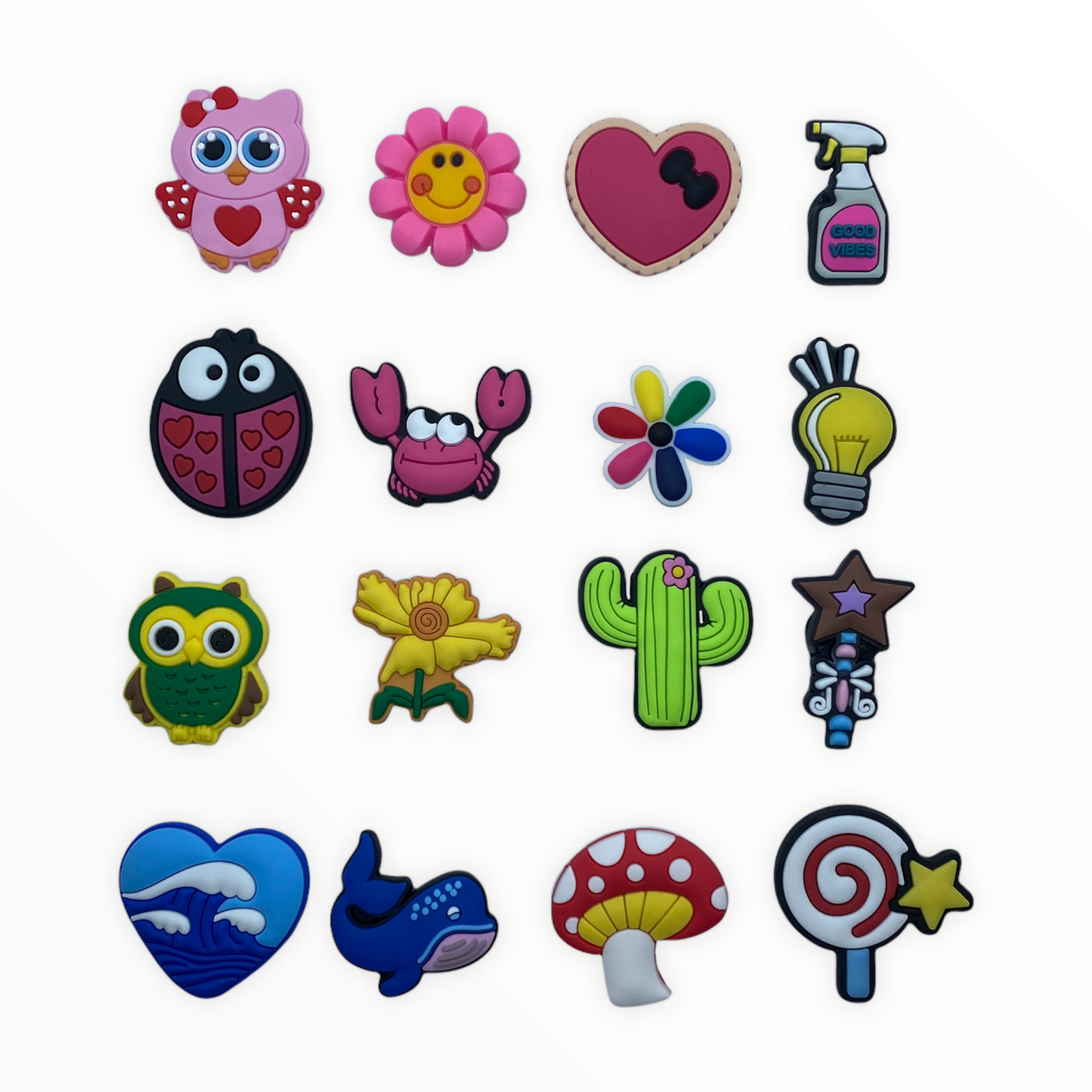JENDORE 16 piezas MIX 1 LOTE Charms para zapatos para pulseras o zuecos
